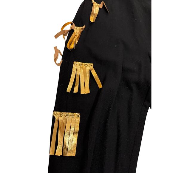 Vintage black and gold handmade pants fringe 1980s - Picture 10 of 10